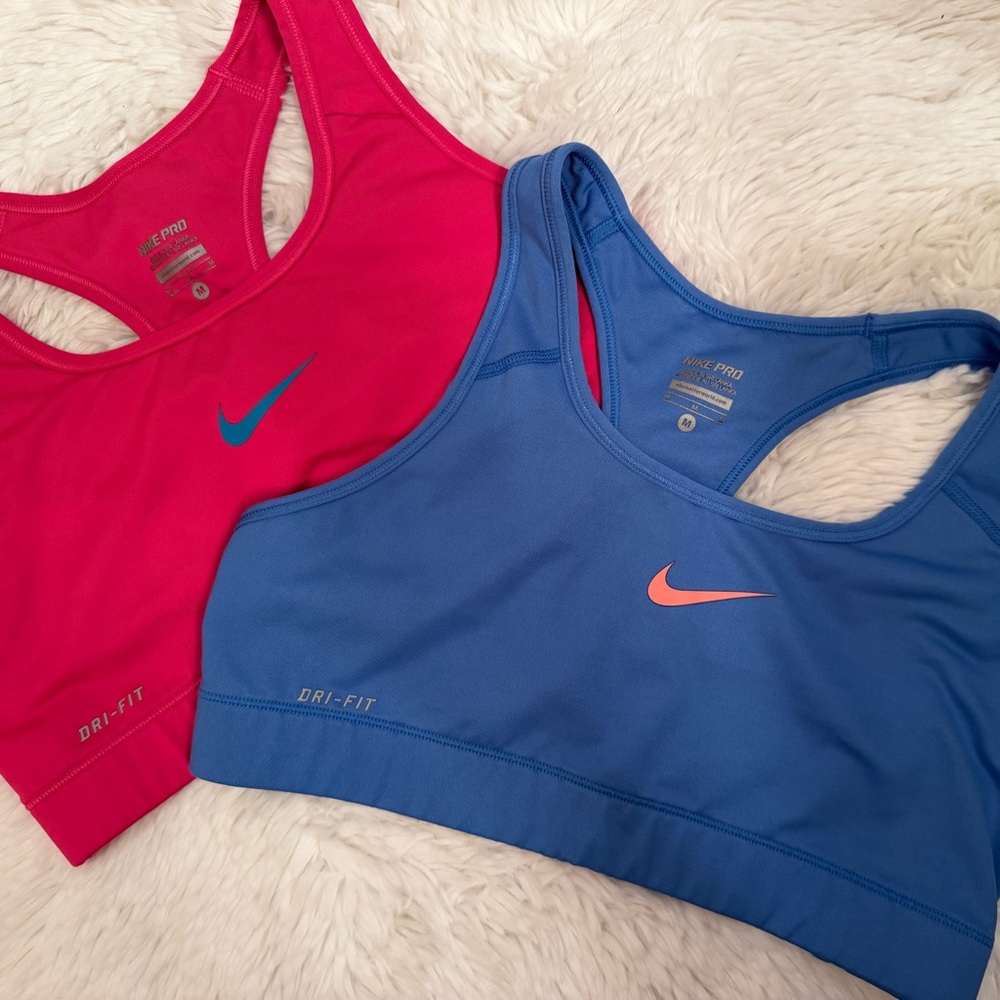 Nike Pro Sports Bra Duo - Vibrant Pink and Blue